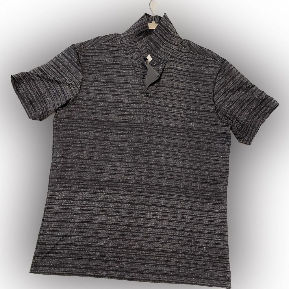Lululemon Men’s Propel Polo - Large - Cut Back Stripe Linen White Black
